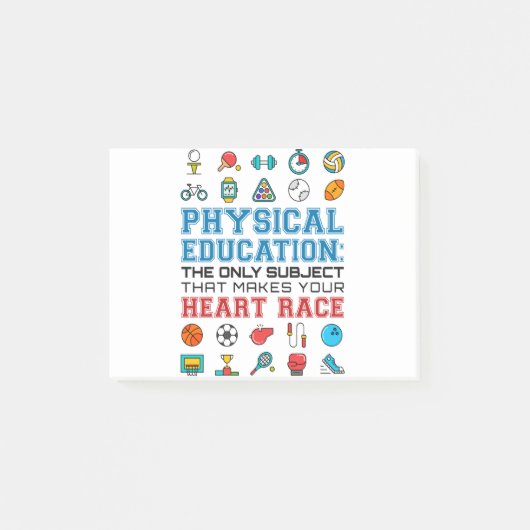 PE Teacher Phys Gym Coach Heart Race Post-it® Notes (Voorkant)
