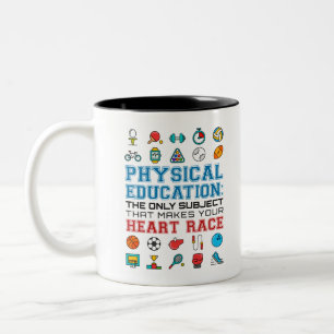 PE Teacher Phys Gym Coach Heart Race Tweekleurige Koffiemok