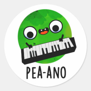 Pea-ano Funny Music Veggie Pea Pun Ronde Sticker