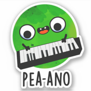 Pea-ano Funny Music Veggie Pea Pun Sticker