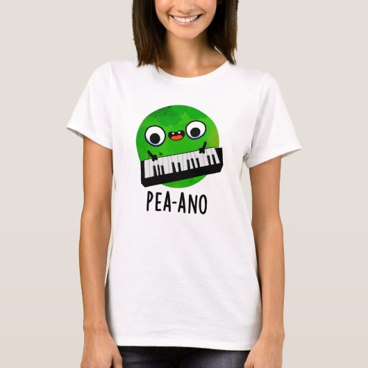 Pea-ano Funny Music Veggie Pea Pun T-shirt (Voorkant)