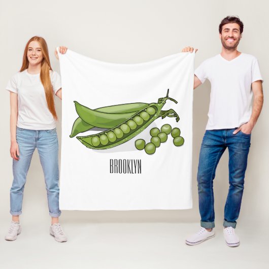 Pea cartoon illustratie fleece deken (In situ)