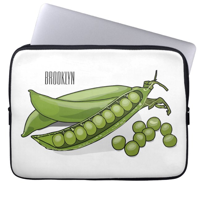 Pea cartoon illustratie laptop sleeve (Voorkant)