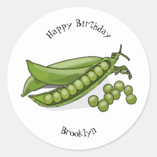 Pea cartoon illustratie ronde sticker