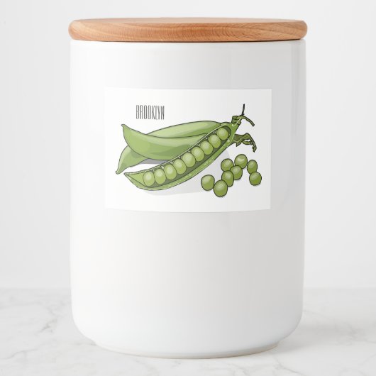 Pea cartoon illustratie voedselcontainer etiket (Voorkant)