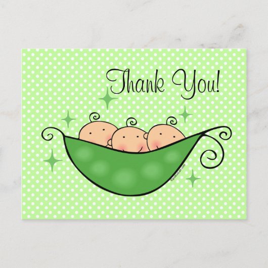 Pea Dans Mon Pod Triplé Merci Carte Postale (Devant)