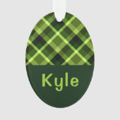 Pea Green Plaid Monogram Cirkel Acryl Ornament (voorkant)