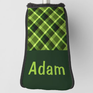 Pea Green Plaid Monogram Golf Hoesje Putter Head Golfheadcover