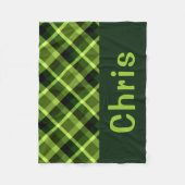 Pea Green Plaid Monogram Kleine Fleece Deken (Voorkant)