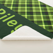 Pea Green Plaid Monogramme Petite couverture Sherp (3/4)
