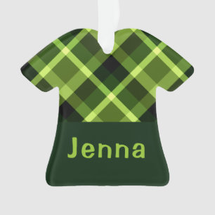 Pea Green Plaid Monogramme T-shirt ornement acryli