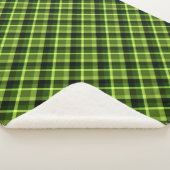 Pea Green Plaid Motif large Sherpa Blanche (3/4)