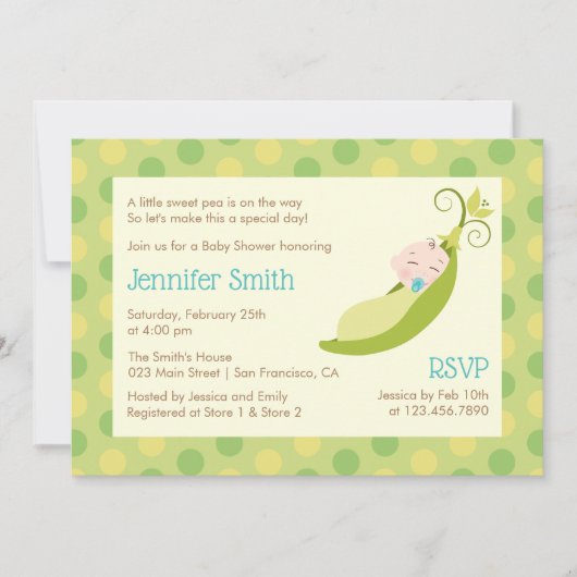 Pea in a Pod Baby shower Invitation - Garçon (Devant)