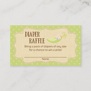 Pea in a Pod Baby shower Luier Raffle Tickets Informatiekaartje