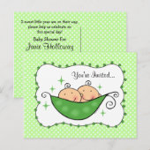 Pea in My Pod Twins Baby shower Briefkaart Uitnodi (Voorkant / Achterkant)