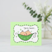 Pea in My Pod Twins Baby shower Briefkaart Uitnodi (Staand voorkant)