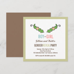 Pea in Pod Gender onthullen Baby shower uitnodigen Kaart