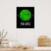 Pea-lates Funny Pilates Pea Pun Dark BG Poster (Keuken)