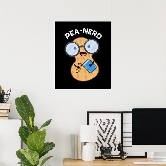 Pea-nerd Grappig Nerd Pindakaas Pun Donker BG Poster (Thuiskantoor)