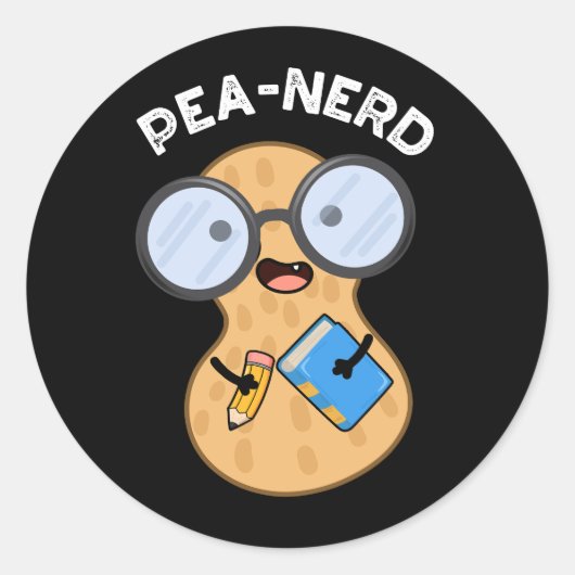 Pea-nerd Grappig Nerd Pindakaas Pun Donker BG Ronde Sticker (Voorkant)