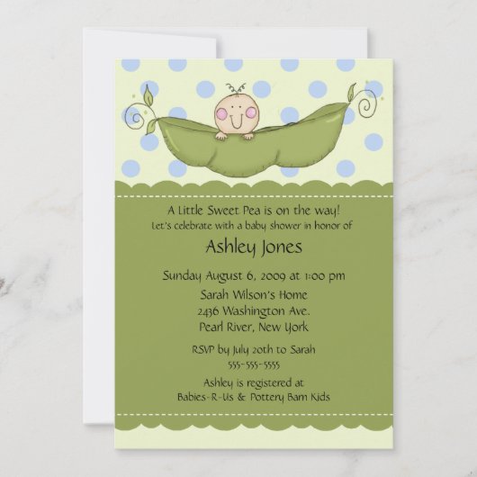 Pea Pod Baby Baby Baby Shower Invitaties Kaart (Voorkant)