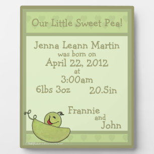 Pea Pod Baby Geboorte Informatie Fotoplaat