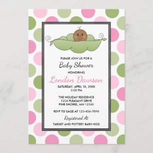 Pea Pod Girl Baby Shower Invitations │ Donkere hui Kaart