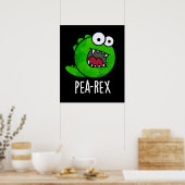 Pea Rex Funny Dinosaur Veggie TRex Pun Dark BG Poster (Keuken)