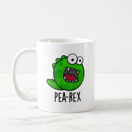 Pea Rex Funny Dinosaur Veggie TRex Pun Koffiemok (Links)