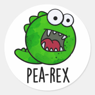 Pea Rex Funny Dinosaur Veggie TRex Pun Ronde Sticker