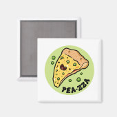 Pea-zza Cute Pizza Légumes Pun Magnet (Recto/Verso)