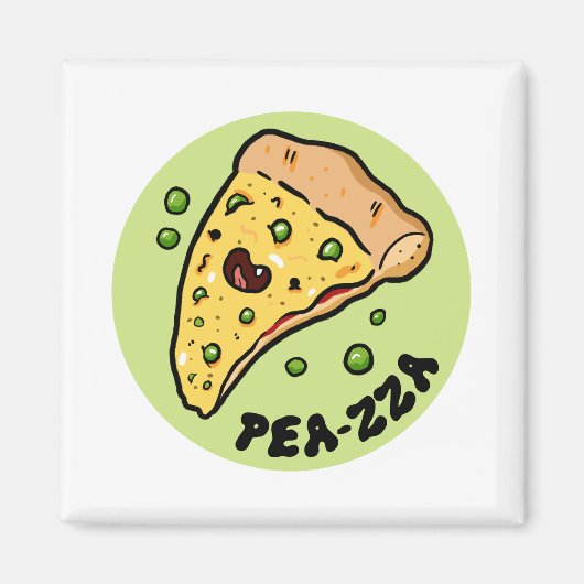 Pea-zza Cute Pizza Légumes Pun Magnet (Devant)