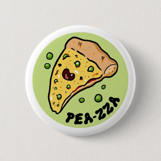 Pea-zza Schattigee Pizza Groentepun Button Pin (Voorkant)