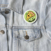 Pea-zza Schattigee Pizza Groentepun Button Pin (In situ)