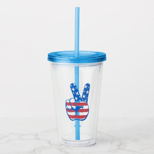 Peace American Flag Pattern Acryl Drinkbeker (Voorkant)