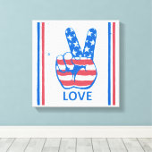 Peace American Flag Pattern Canvas Afdruk (Insitu (Houten vloer))