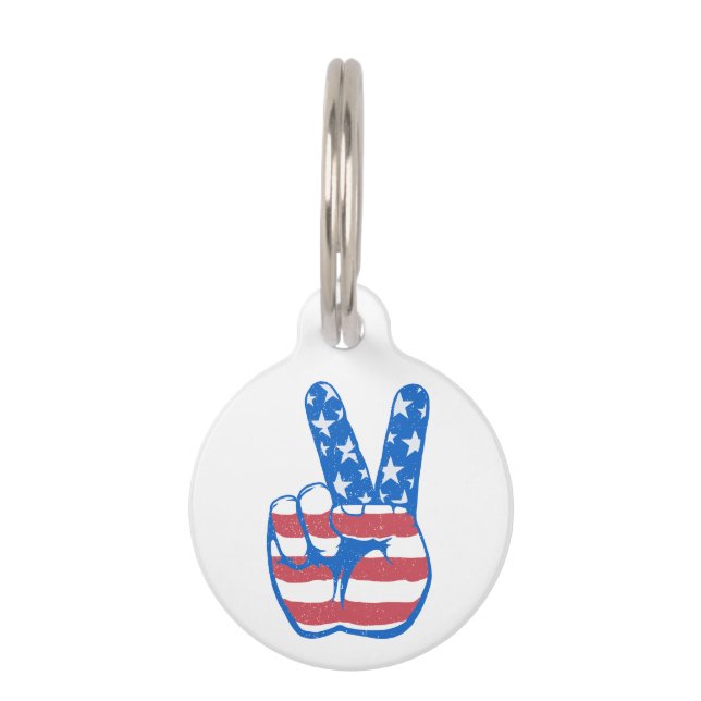 Peace American Flag Pattern Huisdierpenning (Voorkant)