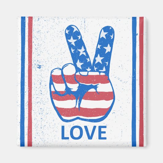 Peace American Flag Pattern Magneet (Voorkant)