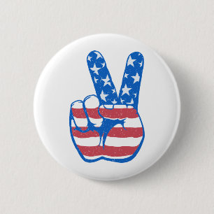 Peace American Flag Pattern Ronde Button 5,7 Cm