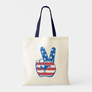 Peace American Flag Pattern Tote Bag