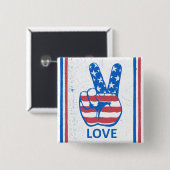 Peace American Flag Pattern Vierkante Button 5,1 Cm (Voorkant /achterkant)