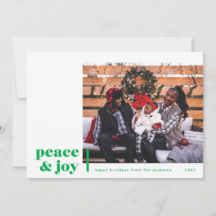 Peace and Joy Corner Modern Photo Holiday Card Feestdagenkaart