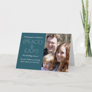 Peace and Joy Holiday Photo Card, blauw Feestdagen Kaart