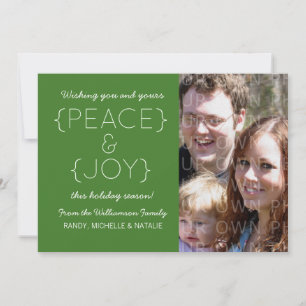 Peace and Joy Photo Flat Kaart, Green Feestdagenkaart