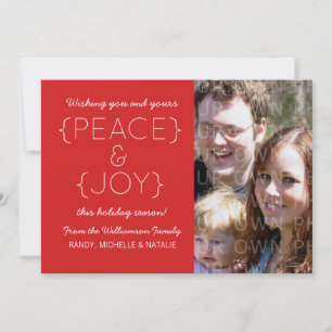 Peace and Joy Photo Flat Kaart, Red Feestdagenkaart