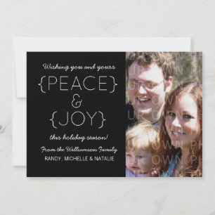 Peace and Joy Photo Flat Kaart, zwart Feestdagenkaart