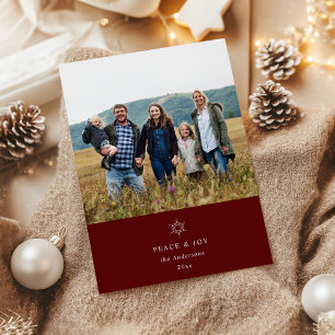 Peace and Joy Snowflake Foto Vakantie Kaart