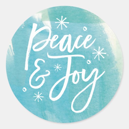 Peace and Joy Snowflakes Waterverf Sticker (Voorkant)