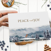Peace and Joy, Waterverf Forest en Fox, elegant Feestdagen Kaart