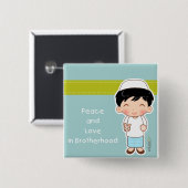 Peace and Love Badge Vierkante Button 5,1 Cm (Voorkant /achterkant)